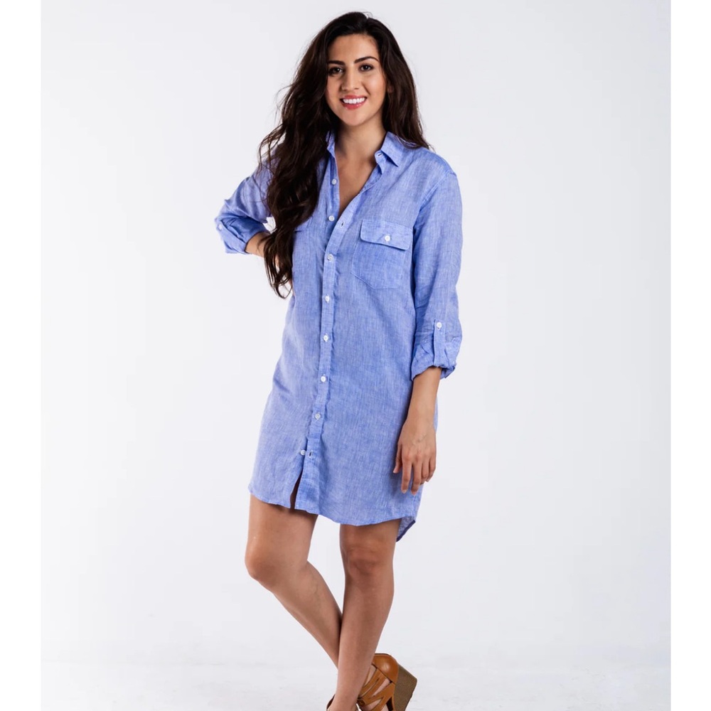 Emily Phillips blue linen shirt dress